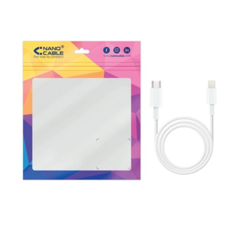 Cable USB 2.0 Tipo-C Lightning Nanocable 10.10.0601/ USB Tipo-C Macho - Lightning Macho/ 1m/ Blanco