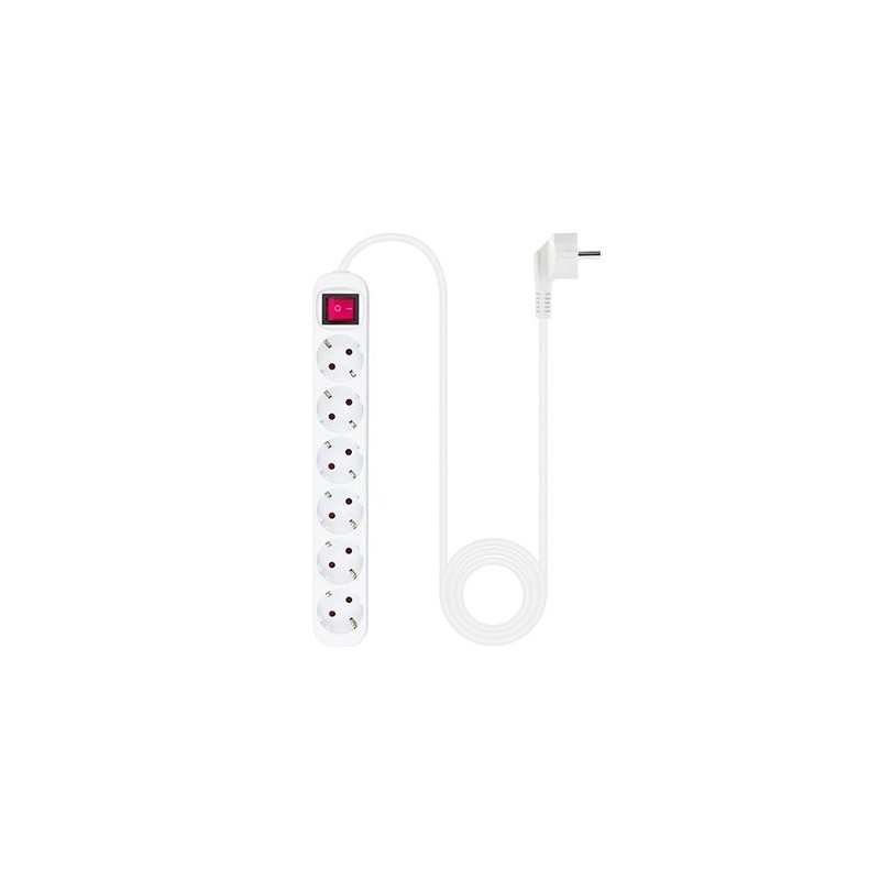Nanocable Regleta 6 tomas con interruptor Blanca