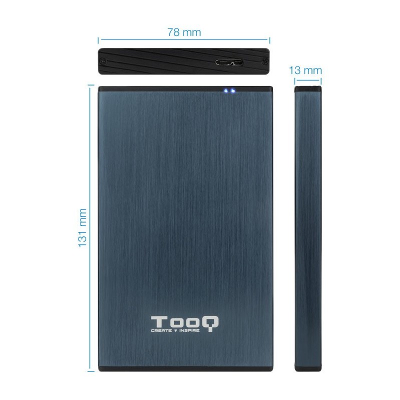 Caja externa tooq tqe - 2527pb 2.5 pulgadas 9 -5 mm sata usb 3.0 - 3.1 azul
