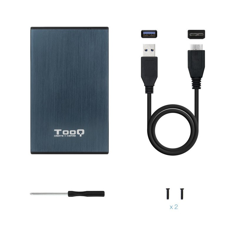 Caja externa tooq tqe - 2527pb 2.5 pulgadas 9 -5 mm sata usb 3.0 - 3.1 azul