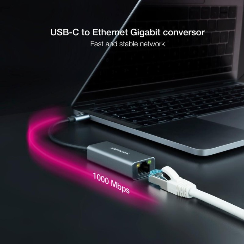 Adaptador nanocable conversor usb - c ethernet gigabit