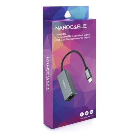Adaptador nanocable conversor usb - c ethernet gigabit