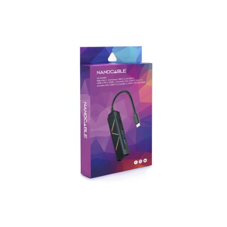 Hub nanocable 4 en 1 usb tipo c - usb - hdmi - 15cm - macho - hembra