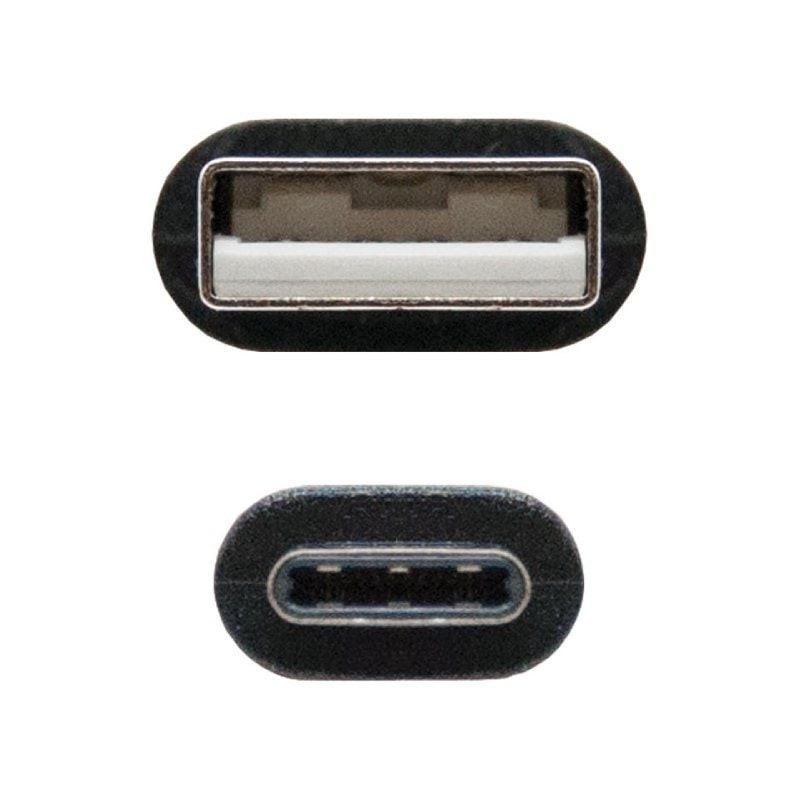 Cable USB 2.0 Nanocable 10.01.2103/ USB Macho - USB Tipo-C Macho/ 480Mbps/ 3m/ Negro