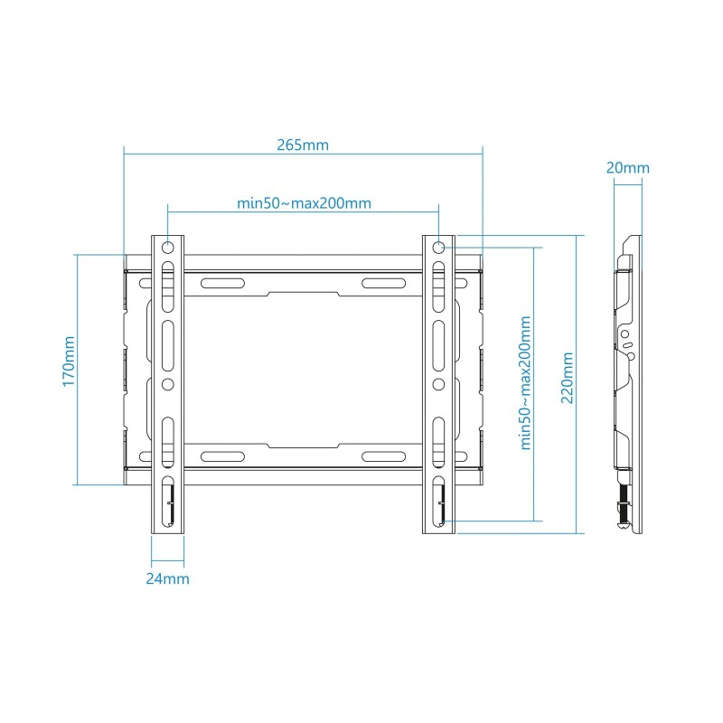 Soporte pared tv television monitor tooq lp1043f - b 23 pulgadas - 43 pulgadas carga maxima 45kg
