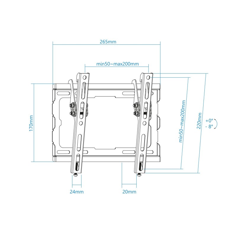Soporte pared tv television monitor tooq lp1044t - b 23 pulgadas - 43 pulgadas carga maxima 45kg