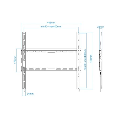 Soporte pared tv television monitor tooq lp1070f - b 32 pulgadas - 70 pulgadas carga maxima 45kg