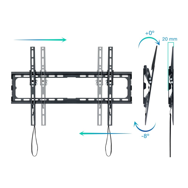 Soporte pared tv television monitor tooq lp1081t - b 37 pulgadas - 80 pulgadas carga maxima 45kg