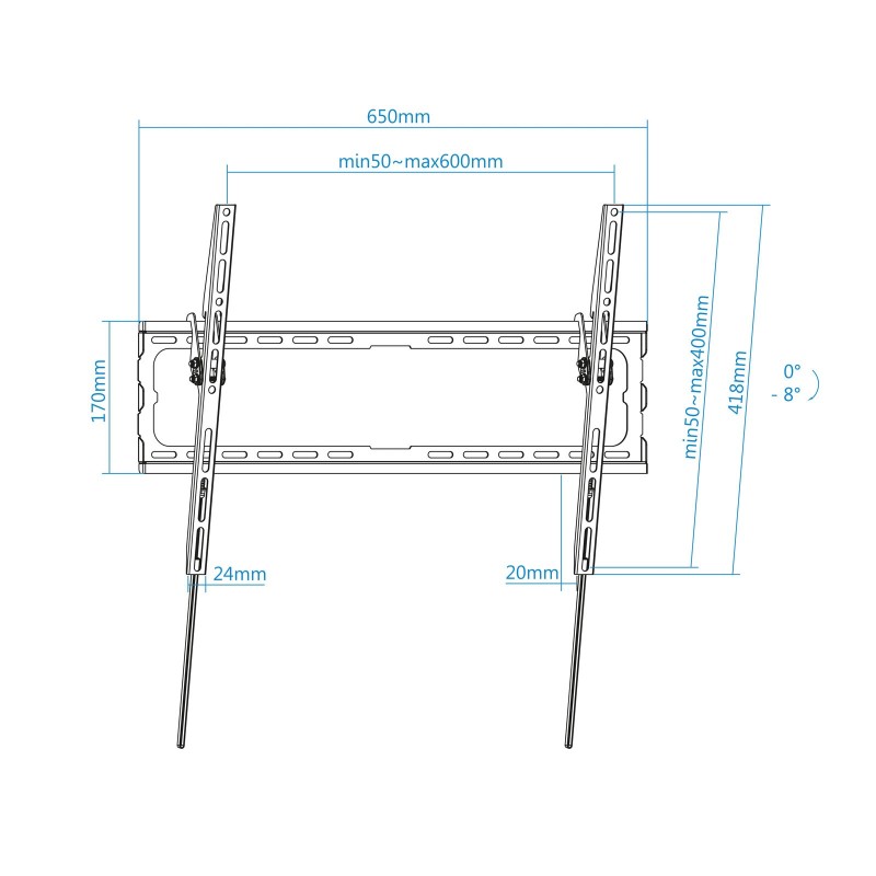 Soporte pared tv television monitor tooq lp1081t - b 37 pulgadas - 80 pulgadas carga maxima 45kg
