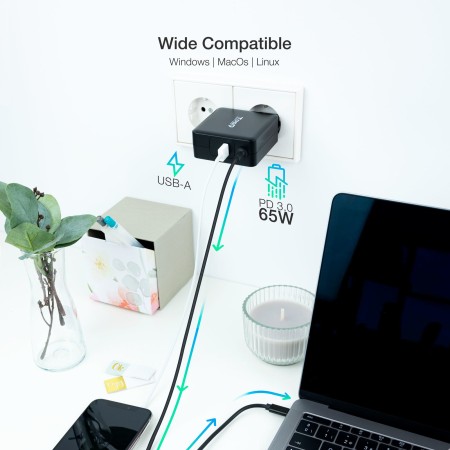 Tooq Cargador portátil conector USB-C 65W