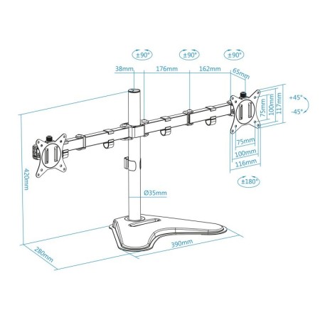 Tooq Soporte mesa DB1702TN-B 2 brazos 17-32″