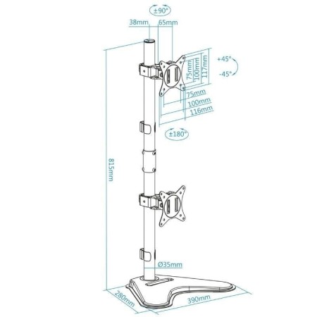 Tooq Soporte mesa DB1703TNV-B 2 brazos Vertical