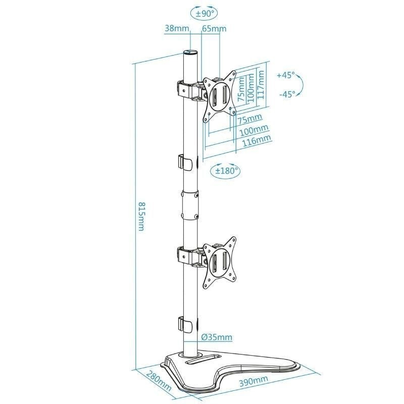 Tooq Soporte mesa DB1703TNV-B 2 brazos Vertical