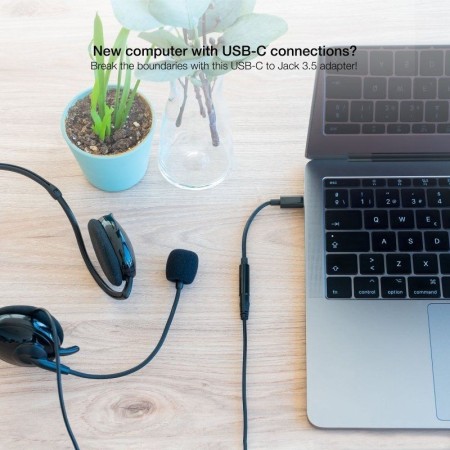 Nanocable Adaptador Audio USB-C/M a Jack/H, Negro