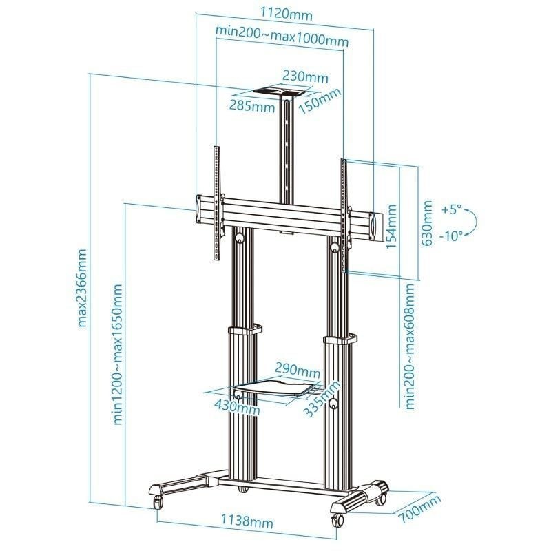 Tooq FS20300M-B Soporte suelo 60″-100″ aluminio co
