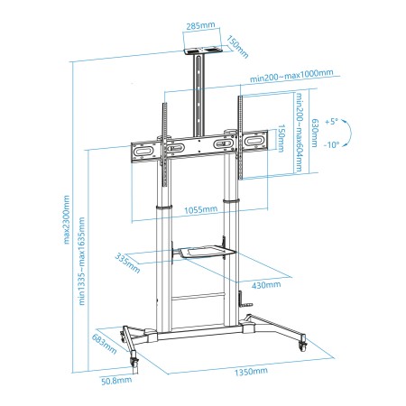 Tooq FS20400HM-B Soporte suelo 60″-100″ regulable