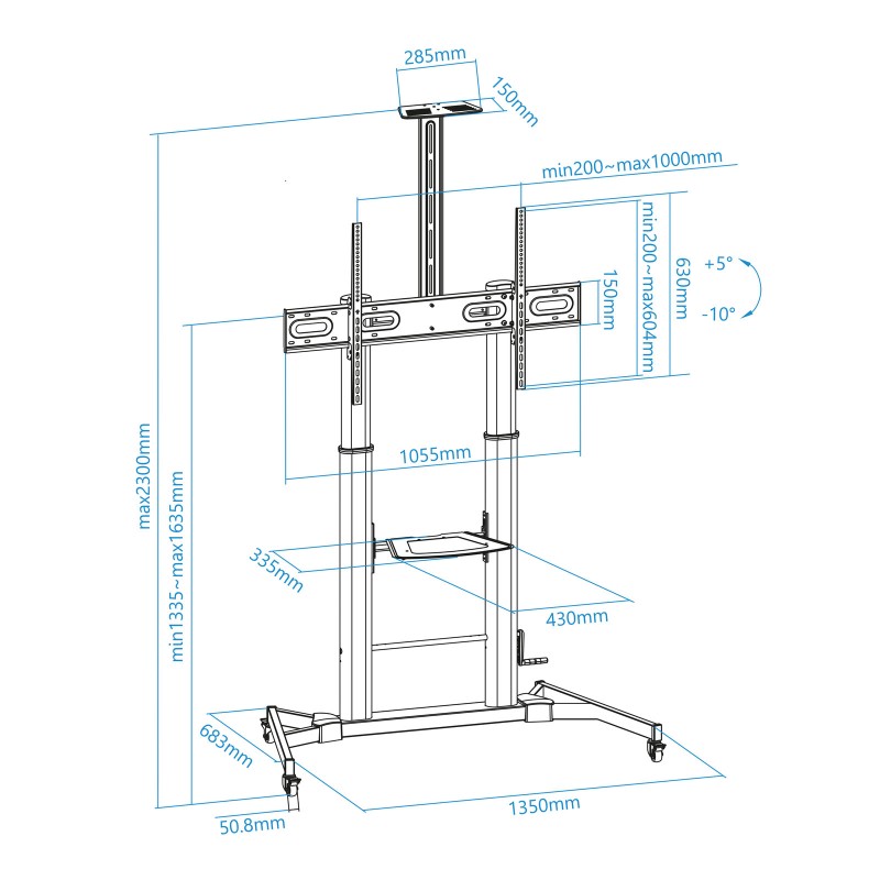 Tooq FS20400HM-B Soporte suelo 60″-100″ regulable