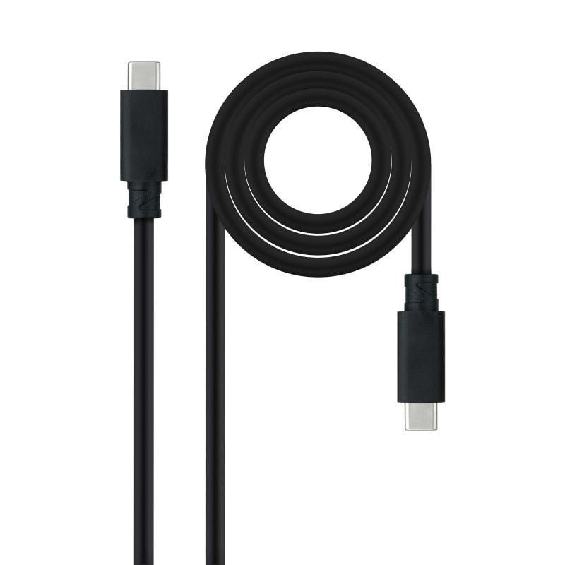 Cable USB 3.1 Tipo-C Nanocable 10.01.4101-L150/ USB Tipo-C Macho - USB Tipo-C Macho/ Hasta 100W/ 10Gbps/ 1.5m/ Negro