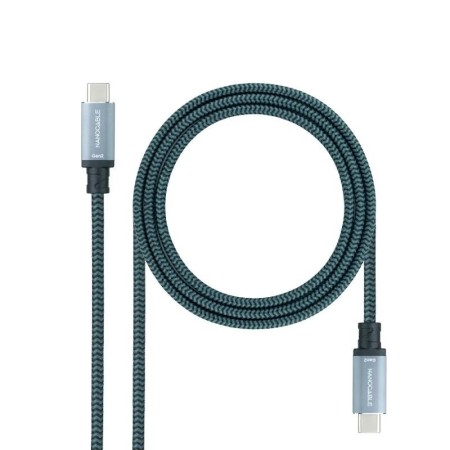 Cable USB 3.1 Tipo-C Nanocable 10.01.4102-COMB/ USB Tipo-C Macho - USB Tipo-C Macho/ Hasta 100W/ 10Gbps/ 2m/ Gris y Negro