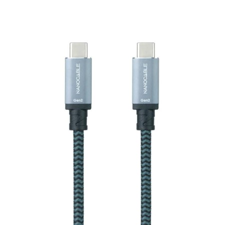 Cable USB 3.1 Tipo-C Nanocable 10.01.4102-COMB/ USB Tipo-C Macho - USB Tipo-C Macho/ Hasta 100W/ 10Gbps/ 2m/ Gris y Negro