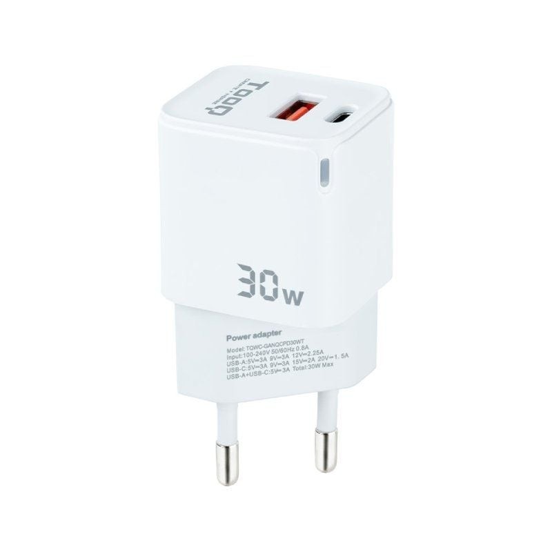TOOQ Cargador pared GAN USB-C/USB-A 30W