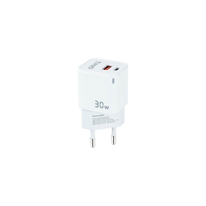 TOOQ Cargador pared GAN USB-C/USB-A 30W