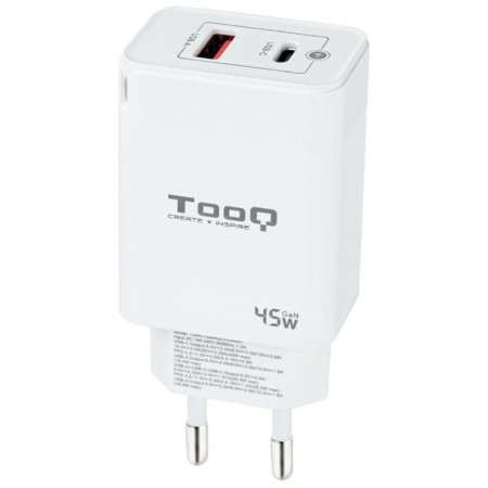 Tooq Cargador pared GAN USB-C/PD+USB-A/QC 45W
