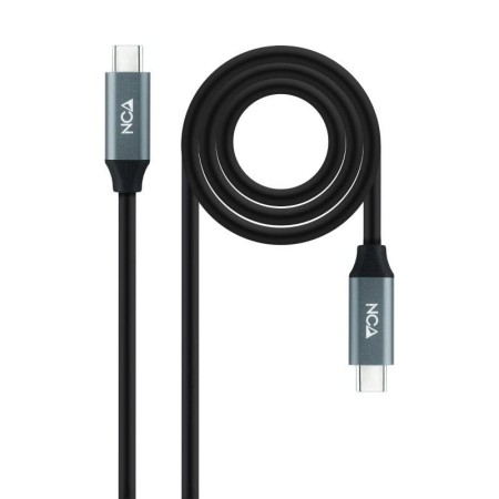 Cable USB 3.2 Nanocable 10.01.4300/ USB Tipo-C Macho - USB Tipo-C Macho/ Hasta 100W/ 20Gbps/ 50cm/ Gris y Negro