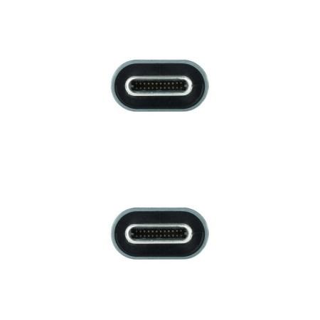 Cable USB 3.2 Nanocable 10.01.4300/ USB Tipo-C Macho - USB Tipo-C Macho/ Hasta 100W/ 20Gbps/ 50cm/ Gris y Negro