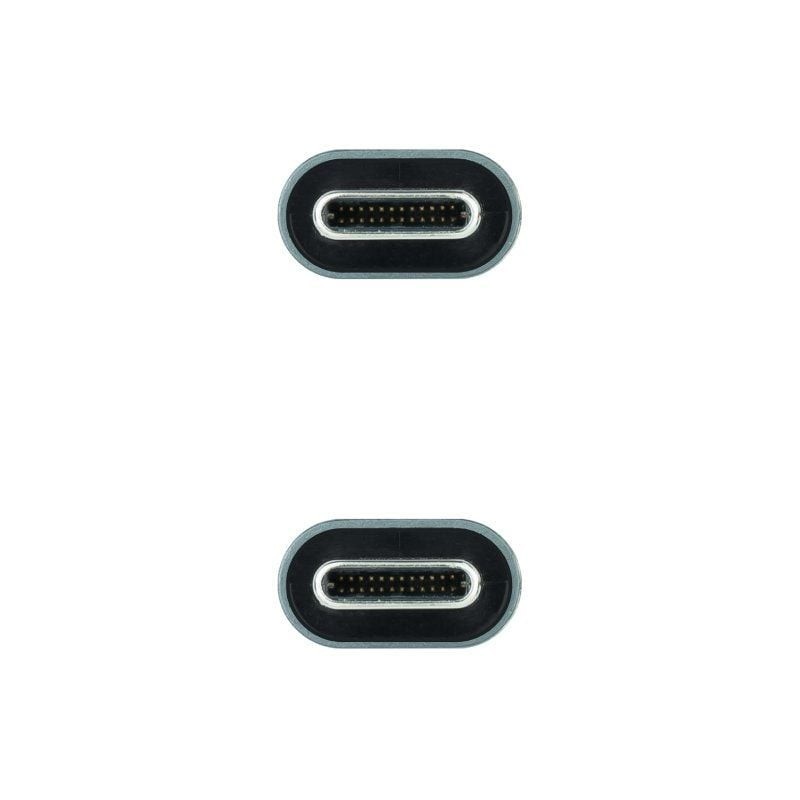 Cable USB 3.2 Nanocable 10.01.4300/ USB Tipo-C Macho - USB Tipo-C Macho/ Hasta 100W/ 20Gbps/ 50cm/ Gris y Negro