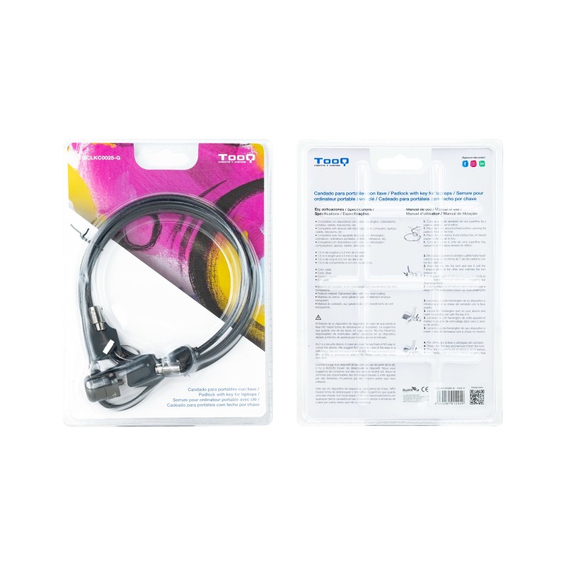 Cable de Seguridad para Portátiles TooQ TQCLKC0025-G/ 1.5m