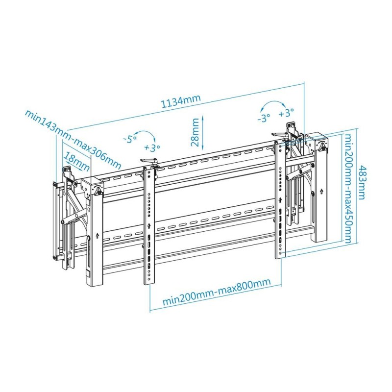 Soporte de pared tooq vesa hasta 70 pulgadas 800x400mm max 70kg