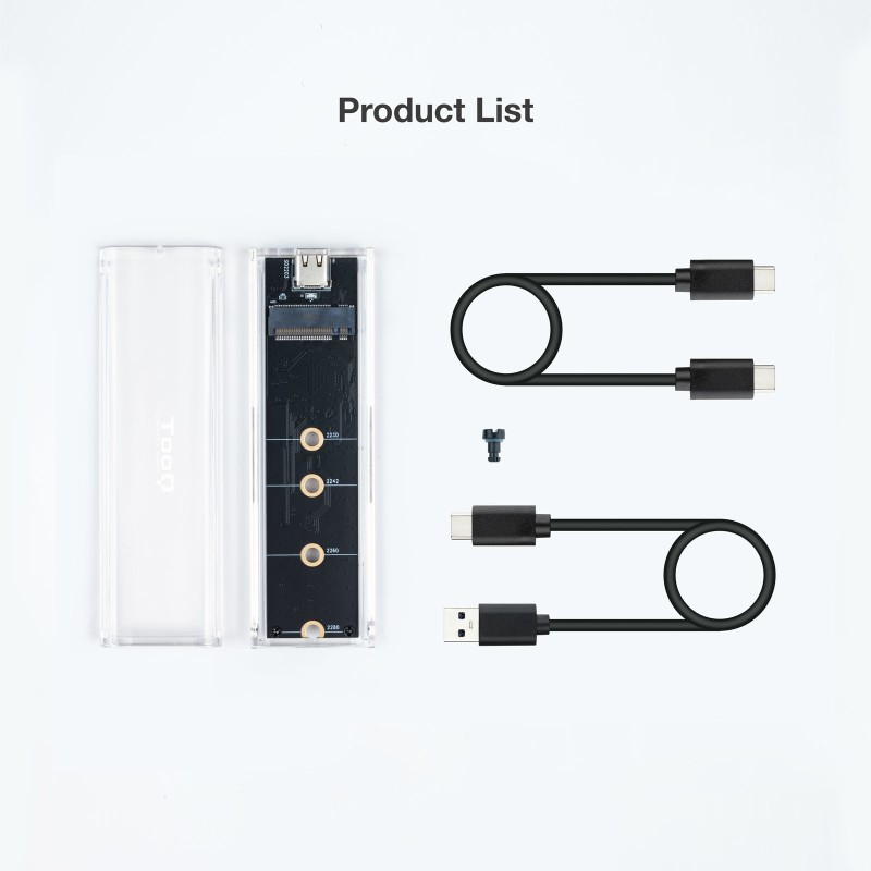 Caja Externa para Disco SSD M.2 NVMe TooQ TQE-2200/ USB 3.1 Gen2/ Sin tornillos