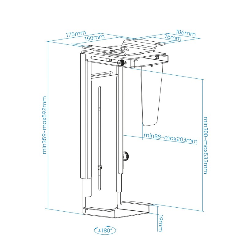 Soporte Bajo Mesa/de Pared TooQ TQMUD01 para PC/ hasta 10kg