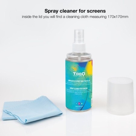 Kit spray tooq limpiador pantallas + paño microfibra