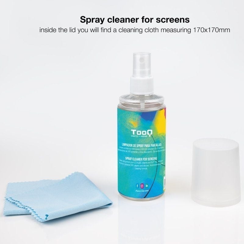 Kit spray tooq limpiador pantallas + paño microfibra
