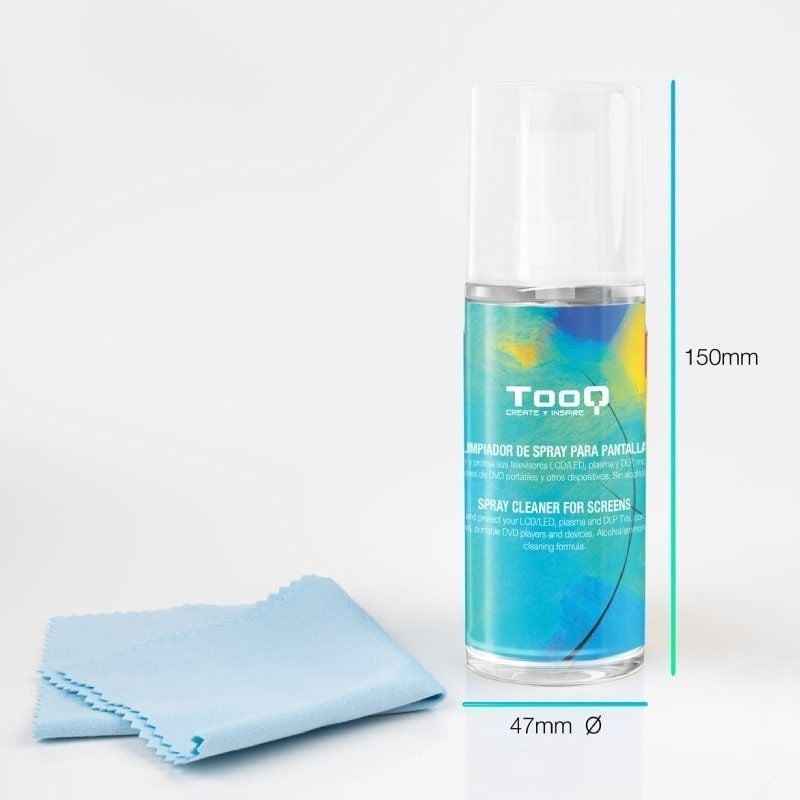 Kit spray tooq limpiador pantallas + paño microfibra