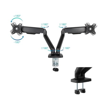 Tooq DB5132TNR-B Soporte mesa 2 brazos 17″-32″