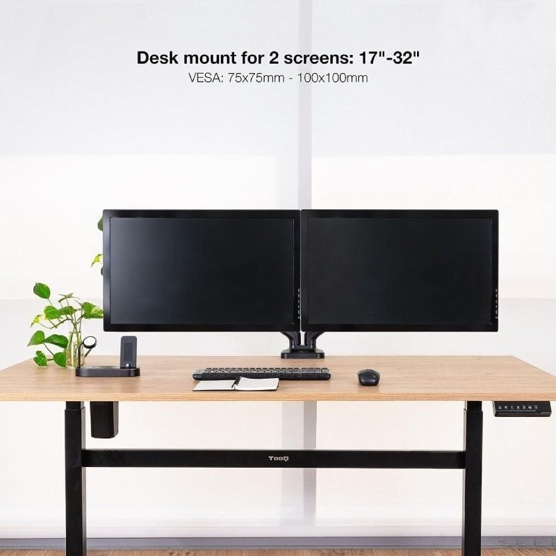 Tooq DB5132TNR-B Soporte mesa 2 brazos 17″-32″