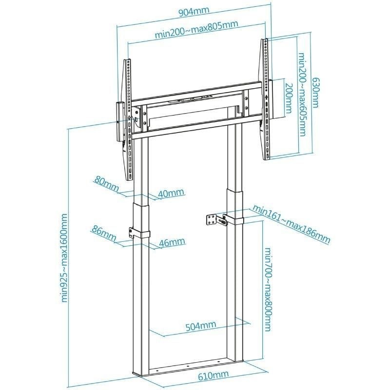 Soporte suelo - padred tooq hasta 100 pulgadas 800x600 max 120kg