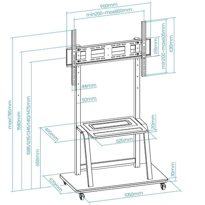 Tooq FS20101M-B Soporte suelo ruedas Coloso 37-100