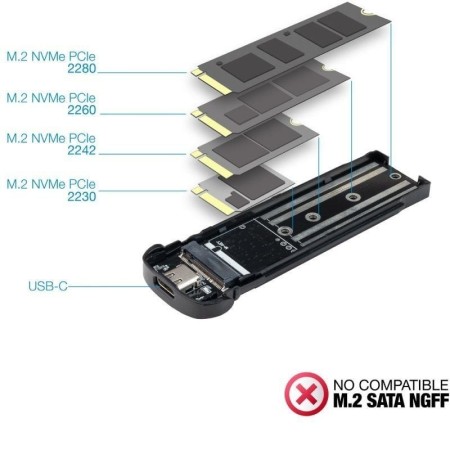 Caja Externa para Disco SSD M.2 NVMe TooQ TQE-2201BL/ USB 3.1 Gen1/ Sin tornillos