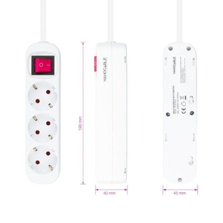 Nanocable Regleta 3 Tomas Interruptor Blanco