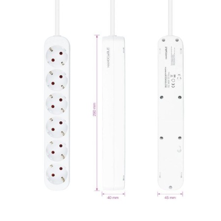 Nanocable Regleta de Enchufes 6 Tomas 1.4 m Blanco