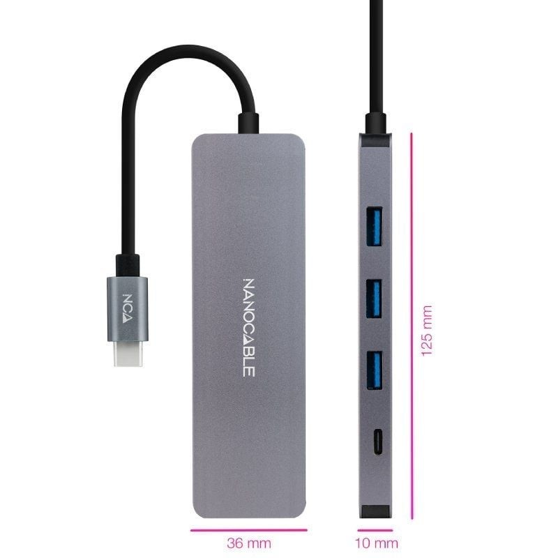 Nanocable HUB USB-C a 3xUSB 3.0/H+1xUSB-C/H