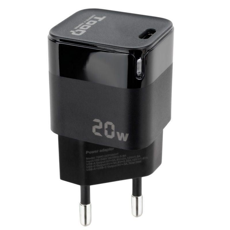 Cargador pared tooq usb - c pd 20w negro