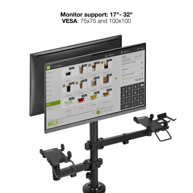 Soporte mesa tooq hasta 32 pulgadas vesa 100 x 100 max 9kg - brazo