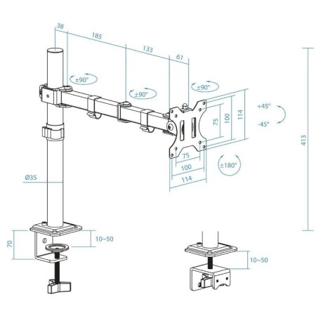 Tooq Soporte mesa DB1801TN-B 1 brazo 17-32″