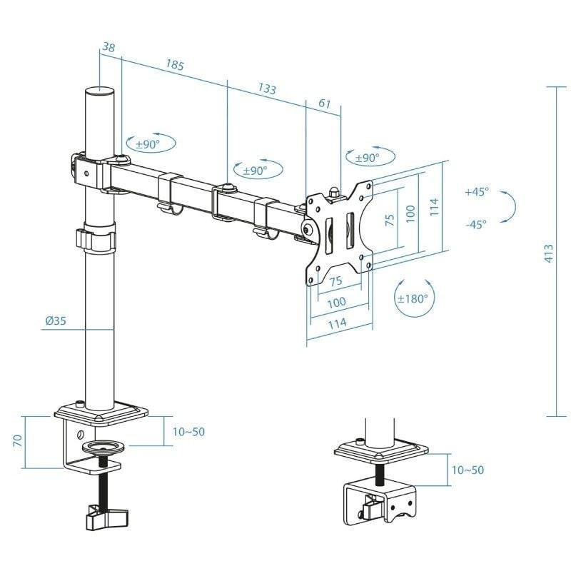 Tooq Soporte mesa DB1801TN-B 1 brazo 17-32″