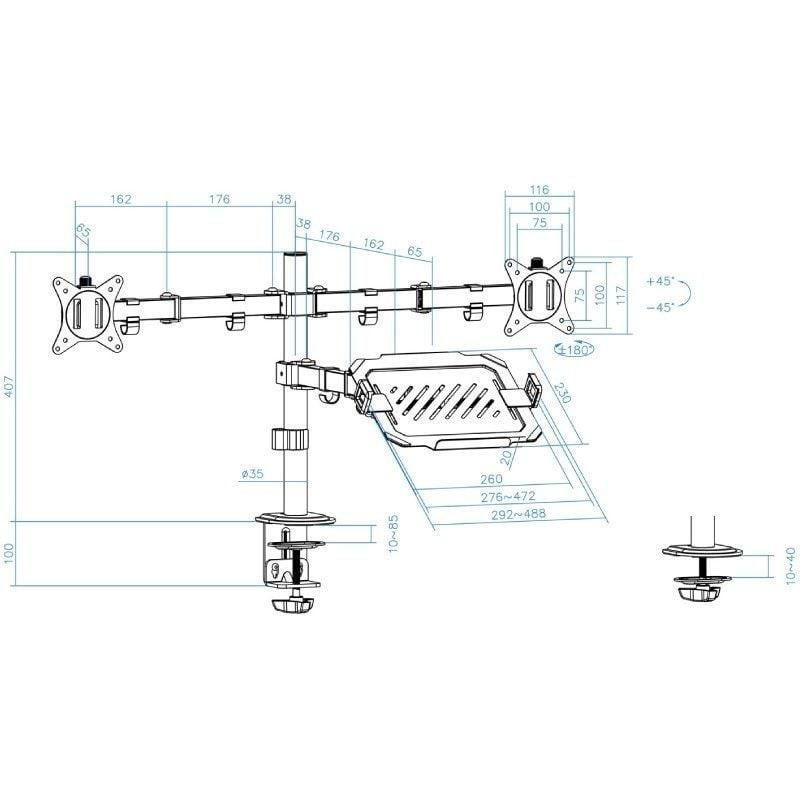 Soporte mesa tooq vesa hasta 32 pulgadas 100x100mm max 9kg - brazo